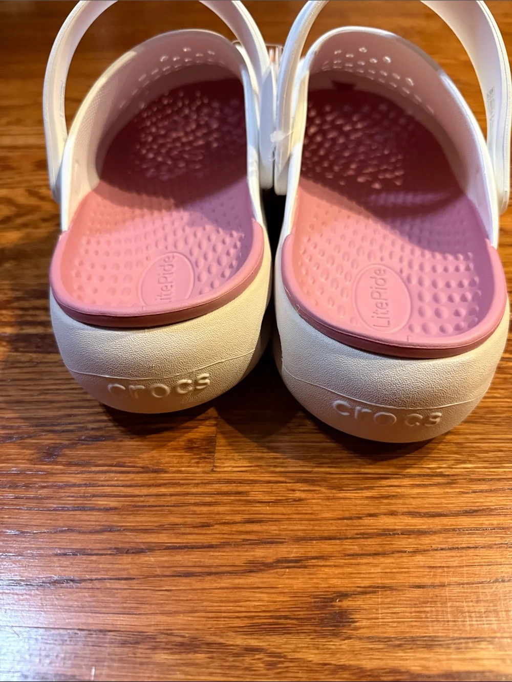 CROCS White Clogs and Heel Strap